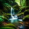 Waterfall with plants and flowers around the forest