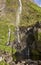 Waterfall and pool in Flores island, Azores. Poco do Bacalhau