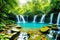 a waterfall pool in the rain forest.