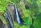 Waterfall in rainforest.