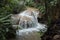 waterfall in rainforest. cascade in forest. water flowing in tropical jungle