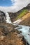 Waterfall and rapid mountain river in Banff National Park