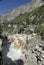 Waterfall on river Bhagirathi Himalayan river near village Gangotri