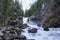 Waterfall on the river Kadrin. Summer landscape - Clean air of Altai