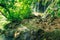 Waterfall and river by the Pont des Tuves Tuves Bridge in France