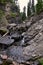 Waterfall and river stream Mountain views from hiking trails to Doughnut Falls in Big Cottonwood Canyon, in the Wasatch front Rock