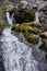 Waterfall and river stream Mountain views from hiking trails to Doughnut Falls in Big Cottonwood Canyon, in the Wasatch front Rock