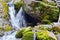 Waterfall and river stream Mountain views from hiking trails to Doughnut Falls in Big Cottonwood Canyon, in the Wasatch front Rock