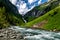 Waterfall And River Of Umbalfaelle At Mountain Grossvenediger In Nationalpark Hohe Tauern In Tirol In Austria