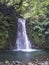 Waterfall Salto de Prego in the rainforest jungle at the end of the hiking trail in Faial da Terra, Sao Miguel island in