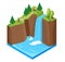 Waterfall Scenery Isometric Concept