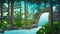 Waterfall scenery in tropical forest nature landscape vector illustration