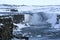 Waterfall Selfoss in Iceland, wintertime