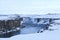 Waterfall Selfoss in Iceland, wintertime