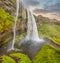 Waterfall Seljalandsfoss in Iceland