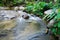 Waterfall with stone of green moss in rain forest , Kiriwong Vil