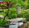 waterfall stone japanese garden close-up background