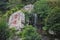 Waterfall and stones in natural scenery