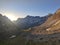 waterfall in summer from the sarradets refuge in the french pyrenees