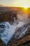 Waterfall and the sunrise of Iceland Gullfoss