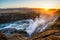 Waterfall and the sunrise of Iceland Gullfoss