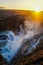 Waterfall and the sunrise of Iceland Gullfoss