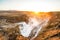 Waterfall and the sunrise of Iceland Gullfoss