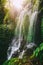 Waterfall with sunshine in tropical island. Bali, Indonesia