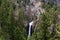 Waterfall and Trees in the American Landscape. Tower Fall in Yellowstone National Park