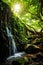 Waterfall in tropical forest. Waterfall in deep rainforest. Generative AI