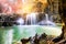 Waterfall tropical rainforest colorful