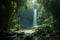 Waterfall tucked away within the dense foliage of the Amazon, emphasizing the hidden gems of this remarkable ecosystem. Generative