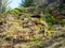 The waterfall of Tuefels Chilen in the hills around Zurich, Switzerland, is famous for its sedimentary tuff structure.