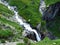 Waterfall Unterer Jetzbachfall in the alpine valley of Im Loch