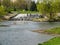 Waterfall in urban parkland. Minsk. Belarus.