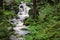 Waterfall, wild river Doubrava in Czech Republic. Valley Doubrava near Chotebor