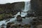Waterfall Ã–xararfoss on river Ã–xara in Thingvellir National Park on Iceland,Europe