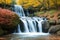 Waterfalls in autumn Incorporate a foreground element made with generative ai