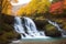 Waterfalls in autumn Incorporate a foreground element made with generative ai