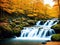 Waterfalls in autumn Incorporate foreground elements made with generative ai