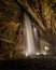 Waterfalls in Gaping Gill Cavern in Yorkshire