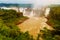 Waterfalls of Iguacu in Brazil. Brazilian side of the waterfalls. Powerful water energy