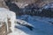 Waterfalls in Letchworth State Park view during winter. USA