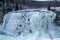 Waterfalls in Letchworth State Park view during winter. USA