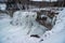 Waterfalls in Letchworth State Park view during winter. USA