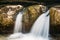 Waterfalls In Martvili Canyon, Georgia. Landscape Abasha River.