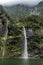 Waterfalls in Milford Sound in New Zealand