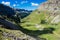 Waterfalls in Ordesa and monte perdido national park in Pyrinees range in Spain, Huesca, Vieew of the valley