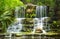 The Waterfalls in the Prehistoric Park at Zilker Botanical Garden in Austin Texas