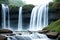 Waterfalls in the rain Use a shallow depth of field to blur the background Soft made with generative ai